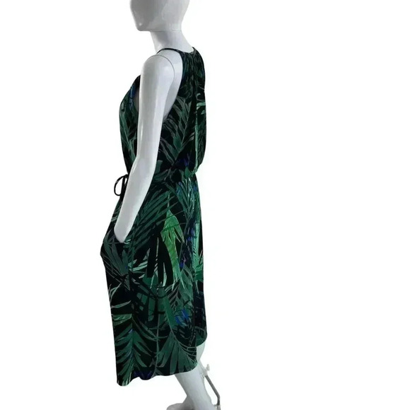 London Times Jumpsuit Romper 6 Tropical Botanical Palm Print Beach Vacation - Picture 2 of 16